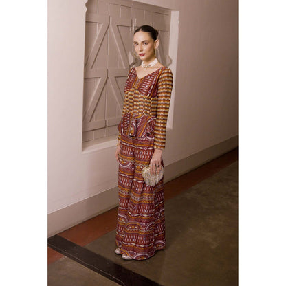 Saksham & Neharicka Brown Printed Co-Ord (Set of 2)