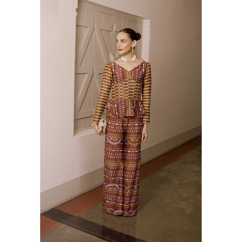 Saksham & Neharicka Brown Printed Co-Ord (Set of 2)