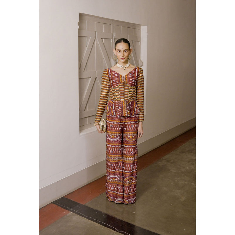 Saksham & Neharicka Brown Printed Co-Ord (Set of 2)