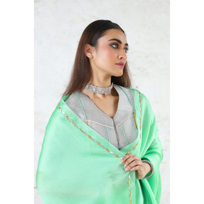 Saksham & Neharicka Green Bortil Bill Saree with Unstitched Blouse
