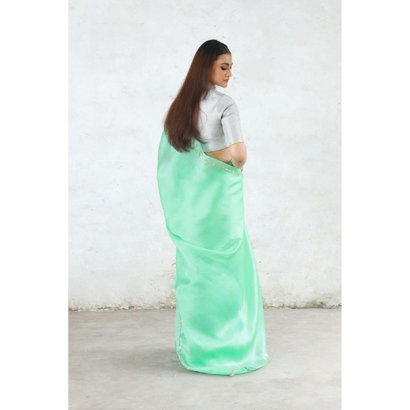 Saksham & Neharicka Green Bortil Bill Saree with Unstitched Blouse