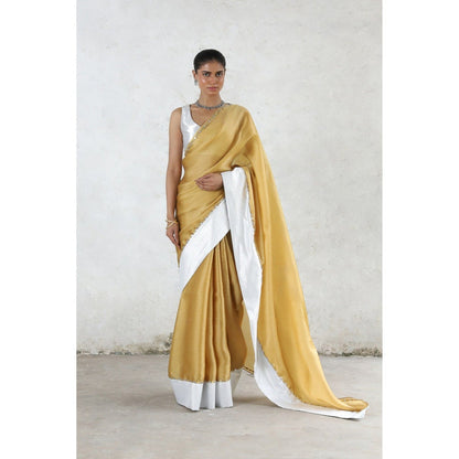 Saksham & Neharicka Brown Indrani Saree with Unstitched Blouse