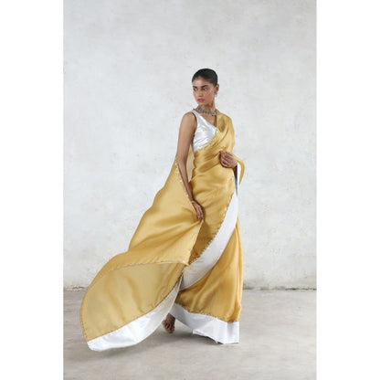 Saksham & Neharicka Brown Indrani Saree with Unstitched Blouse