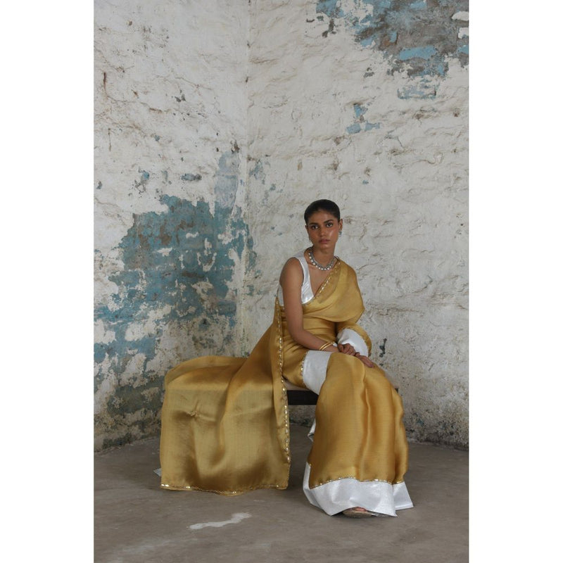 Saksham & Neharicka Brown Indrani Saree with Unstitched Blouse