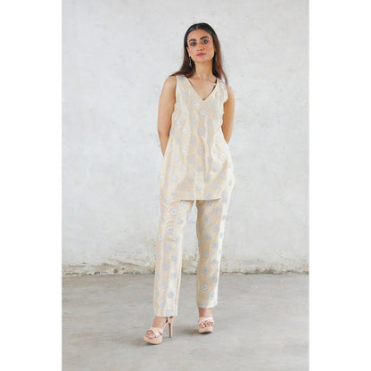 Saksham & Neharicka Beige Rupa Co-Ord (Set of 2)