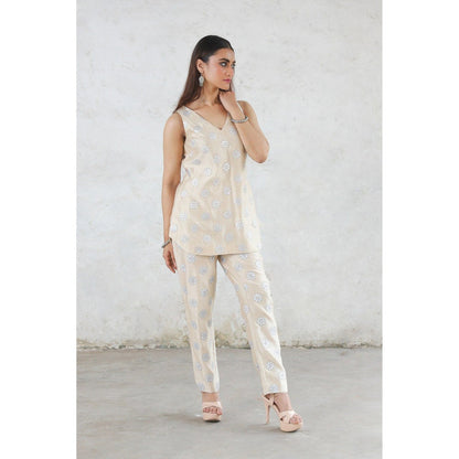 Saksham & Neharicka Beige Rupa Co-Ord (Set of 2)