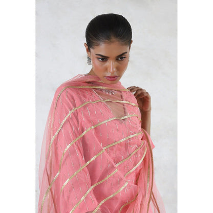 Saksham & Neharicka Pink Golapi Kurta with Pant and Dupatta (Set of 3)