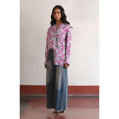Saksham & Neharicka Pink Zinat Shirt