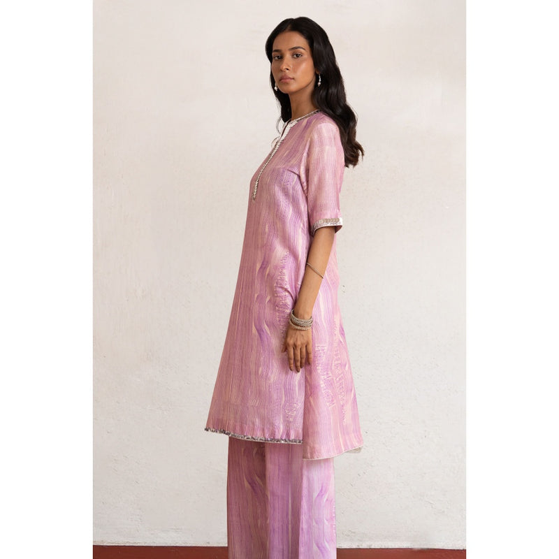 Saksham & Neharicka Pink Shyamoli Kurta with Pant (Set of 2)