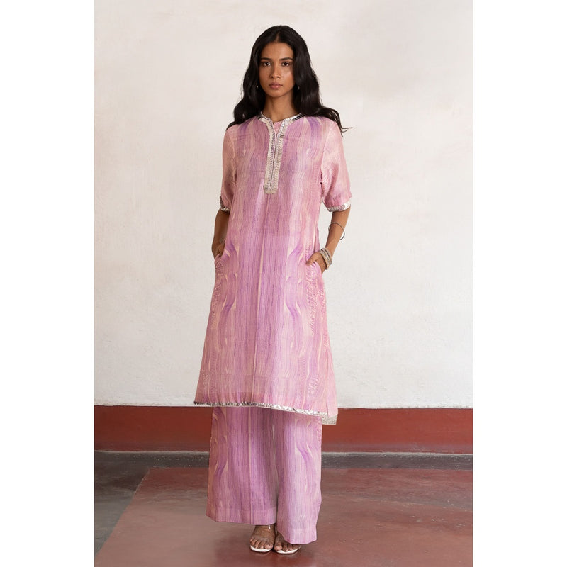 Saksham & Neharicka Pink Shyamoli Kurta with Pant (Set of 2)