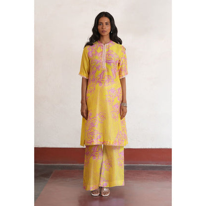 Saksham & Neharicka Yellow Shrija Kurta with Pant (Set of 2)