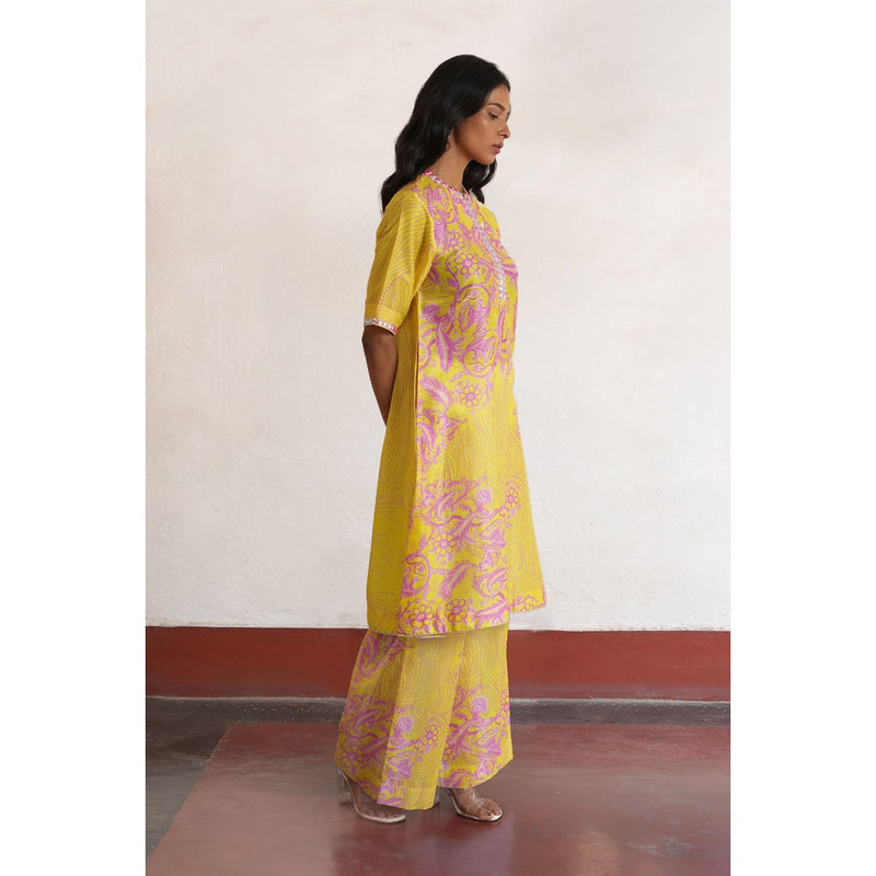 Saksham & Neharicka Yellow Shrija Kurta with Pant (Set of 2)