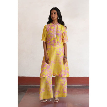 Saksham & Neharicka Yellow Shrija Kurta with Pant (Set of 2)