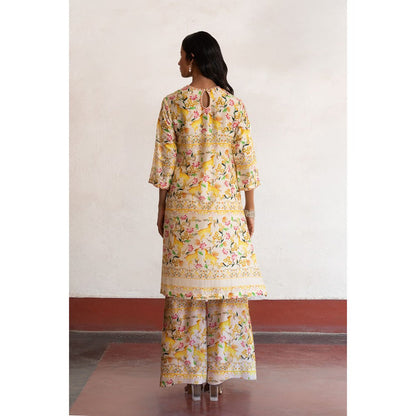 Saksham & Neharicka Yellow Haring Hata Kurta with Pant (Set of 2)