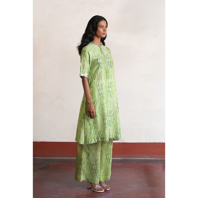 Saksham & Neharicka Green Harika Kurta with Pant (Set of 2)