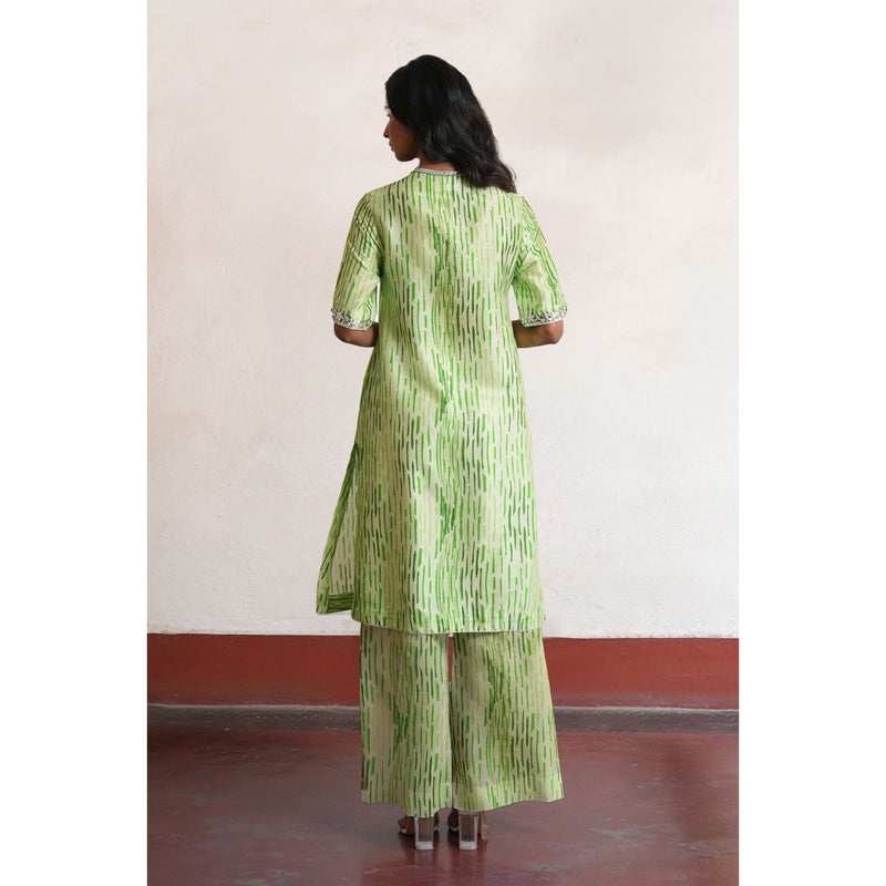 Saksham & Neharicka Green Harika Kurta with Pant (Set of 2)