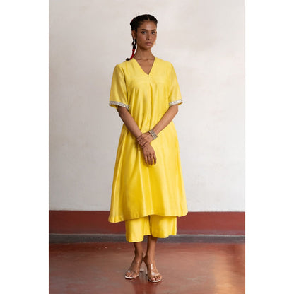 Saksham & Neharicka Yellow Holud Kurta with Pant (Set of 2)