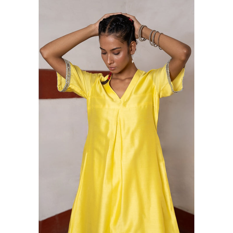Saksham & Neharicka Yellow Holud Kurta with Pant (Set of 2)
