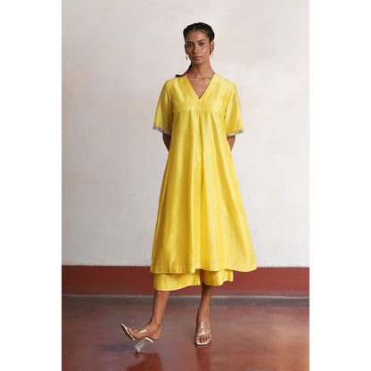 Saksham & Neharicka Yellow Holud Kurta with Pant (Set of 2)