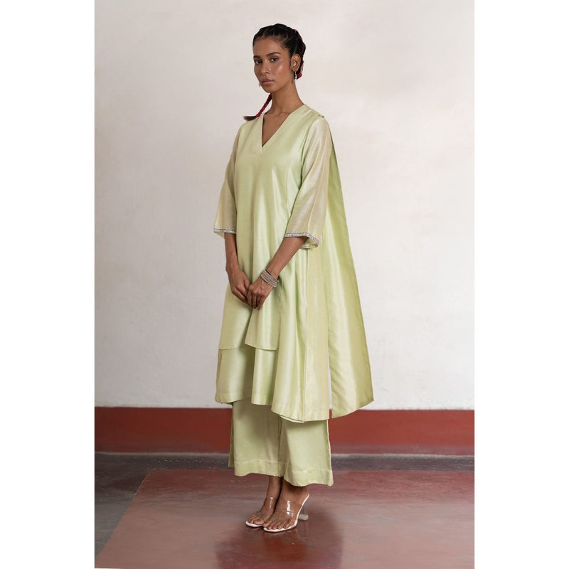 Saksham & Neharicka Green Jyoti Kurta with Pant (Set of 2)