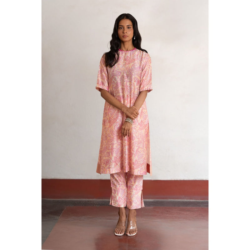 Saksham & Neharicka Pink Naahid Kurta with Pant (Set of 2)