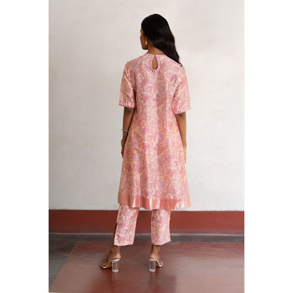 Saksham & Neharicka Pink Naahid Kurta with Pant (Set of 2)