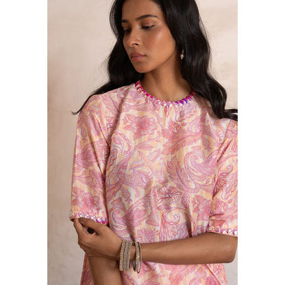 Saksham & Neharicka Pink Naahid Kurta with Pant (Set of 2)