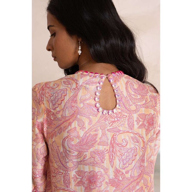 Saksham & Neharicka Pink Naahid Kurta with Pant (Set of 2)