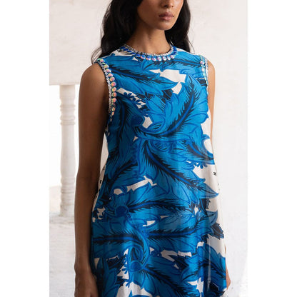 Saksham & Neharicka Blue Gunjana Kurta with Pant (Set of 2)