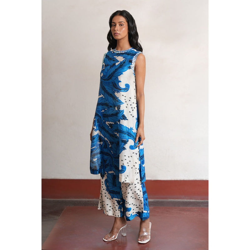 Saksham & Neharicka Blue Gunjana Kurta with Pant (Set of 2)