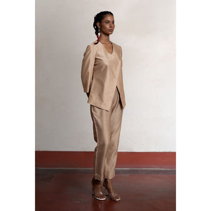 Saksham & Neharicka Brown Sneha Co-Ord (Set of 2)