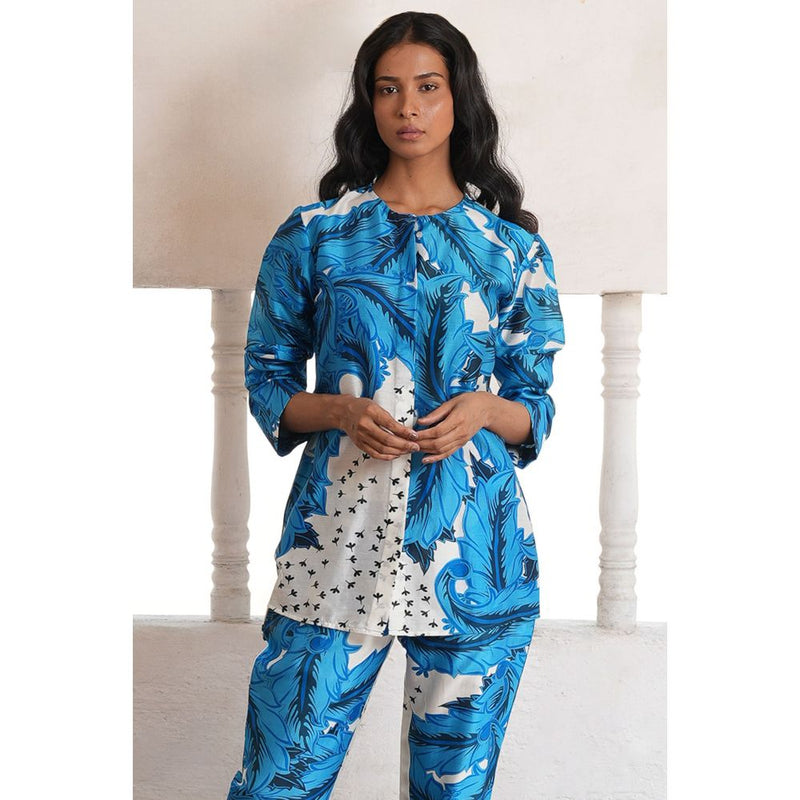 Saksham & Neharicka Blue Jagulia Co-Ord (Set of 2)