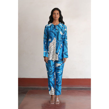 Saksham & Neharicka Blue Jagulia Shirt