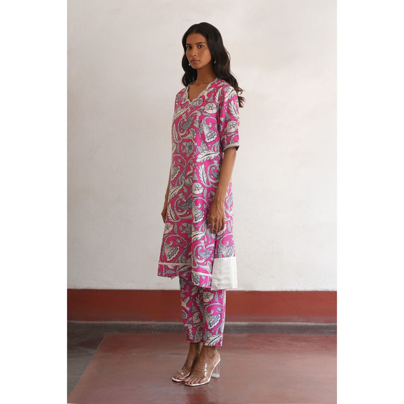 Saksham & Neharicka Pink Zinat Kurta with Pant (Set of 2)