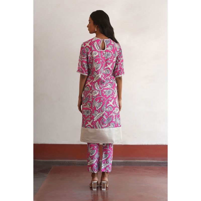 Saksham & Neharicka Pink Zinat Kurta with Pant (Set of 2)