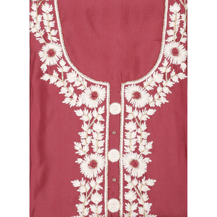 SALWAR STUDIO Maroon Embroidered Unstitched Dress Material (Set of 3)