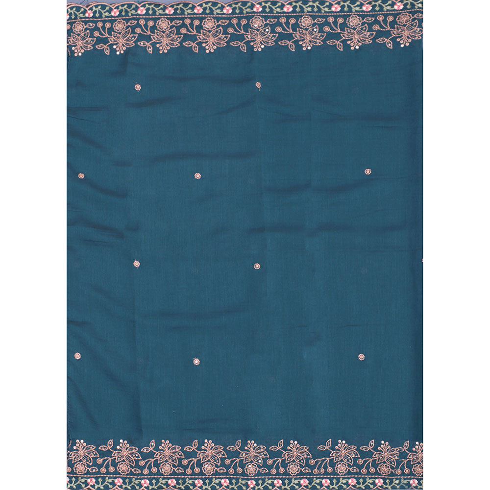 SALWAR STUDIO Teal Embroidered Unstitched Dress Material (Set of 3)