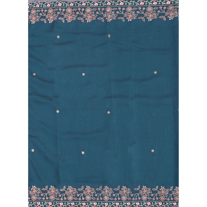 SALWAR STUDIO Teal Embroidered Unstitched Dress Material (Set of 3)