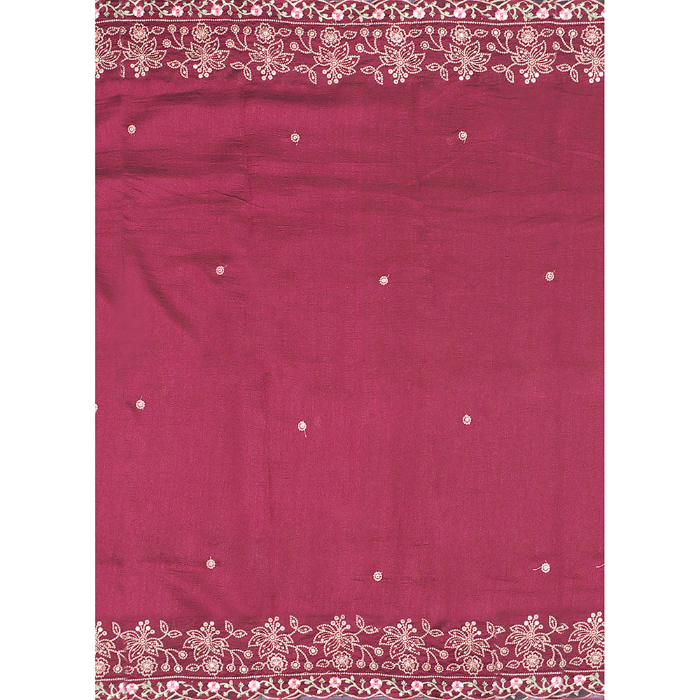 SALWAR STUDIO Maroon Embroidered Unstitched Dress Material (Set of 3)