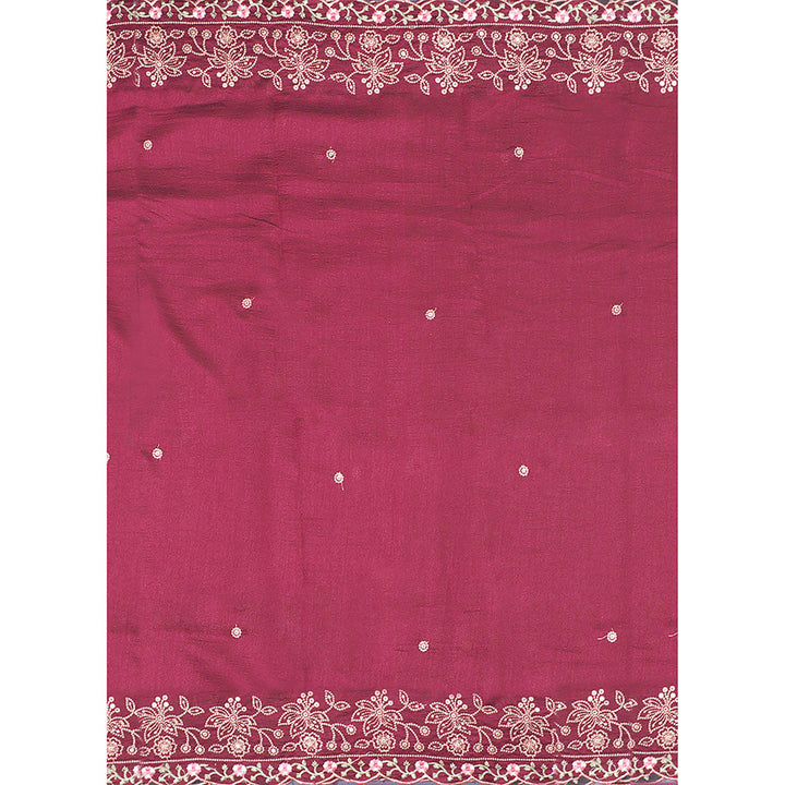 SALWAR STUDIO Maroon Embroidered Unstitched Dress Material (Set of 3)