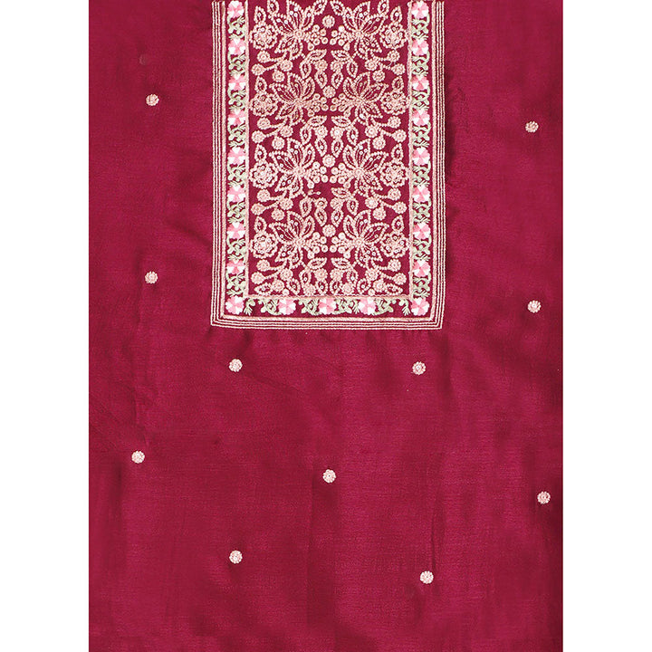 SALWAR STUDIO Maroon Embroidered Unstitched Dress Material (Set of 3)