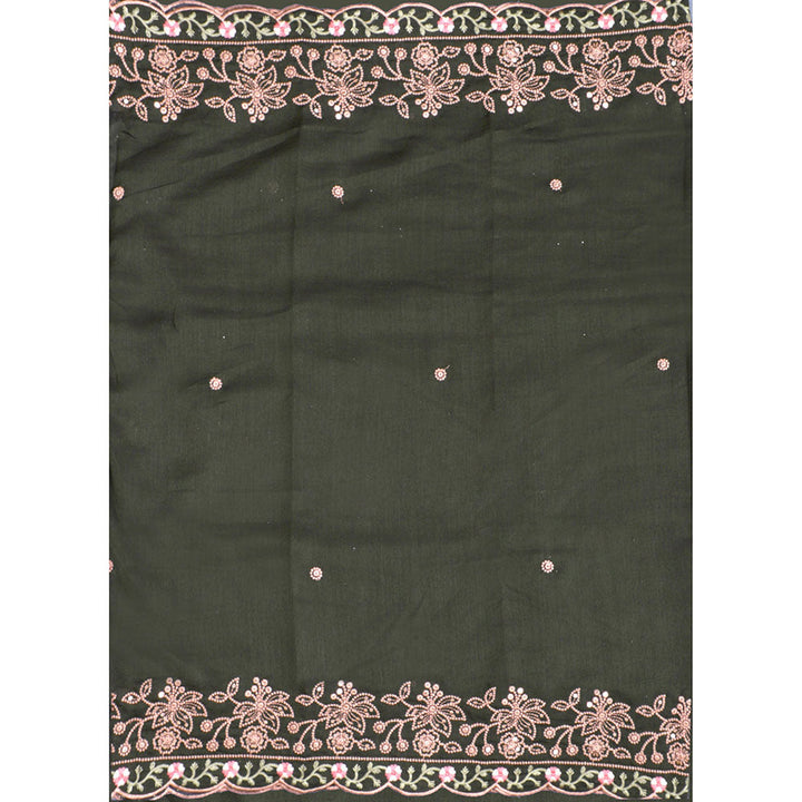 SALWAR STUDIO Green Embroidered Unstitched Dress Material (Set of 3)