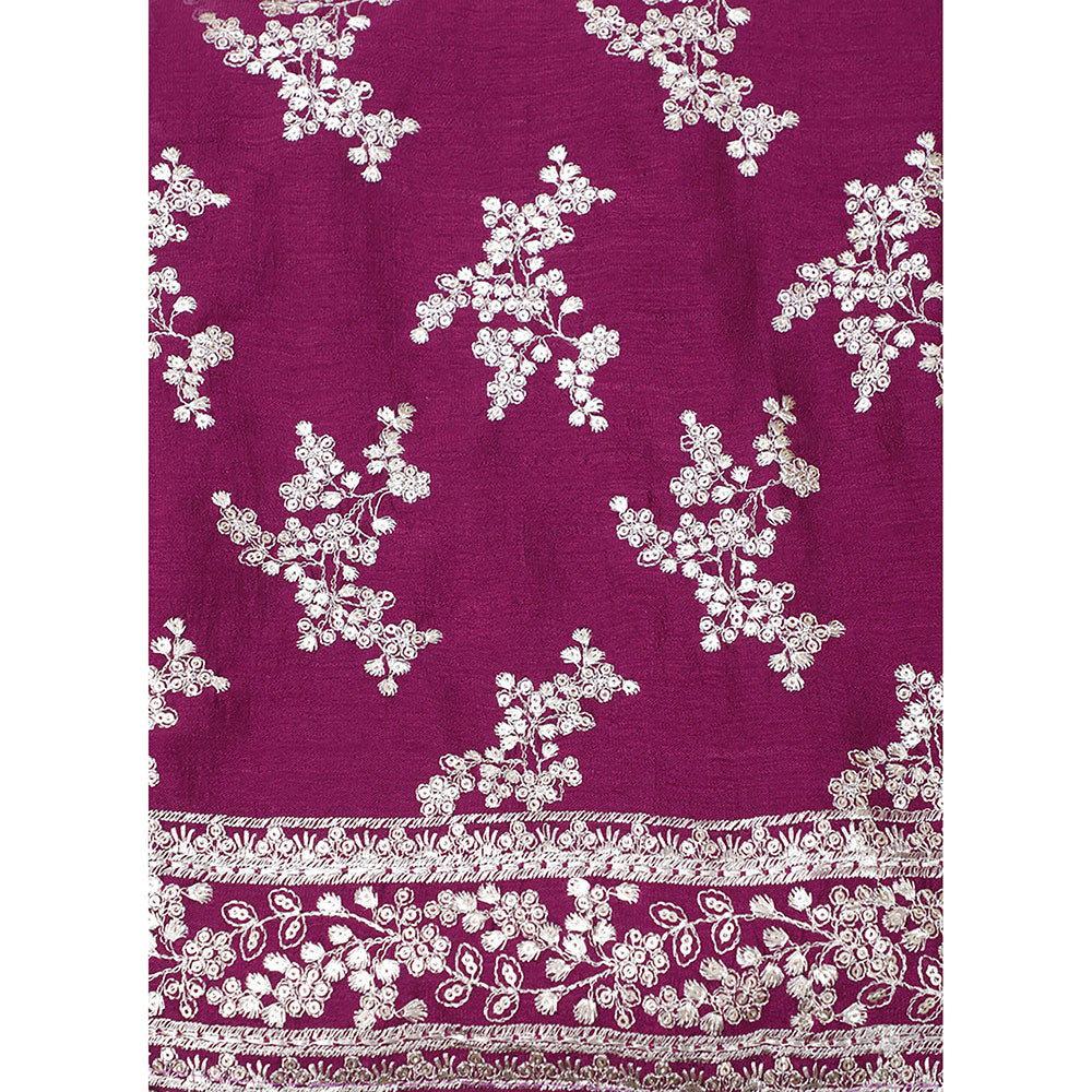 SALWAR STUDIO Purple Embroidered Unstitched Dress Material (Set of 3)