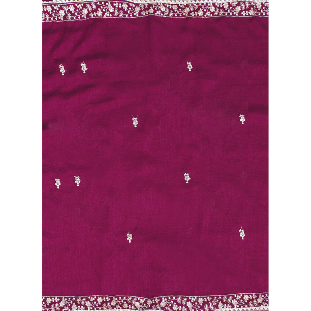 SALWAR STUDIO Purple Embroidered Unstitched Dress Material (Set of 3)