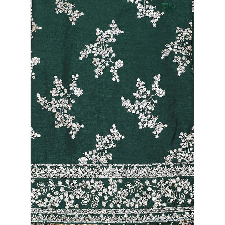 SALWAR STUDIO Dark Green Embroidered Unstitched Dress Material (Set of 3)