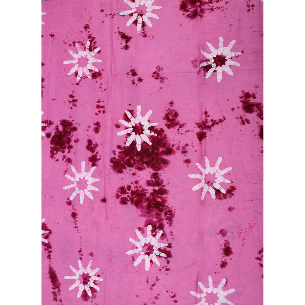 SALWAR STUDIO Pink Cotton Tie & Dye Printed Unstitched Dress Material (Set of 3)