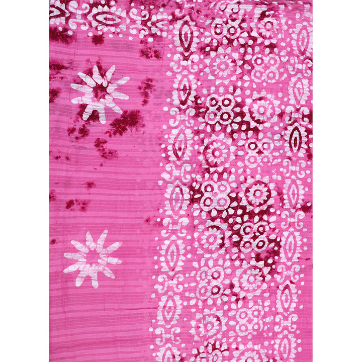 SALWAR STUDIO Pink Cotton Tie & Dye Printed Unstitched Dress Material (Set of 3)