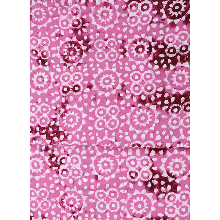 SALWAR STUDIO Pink Cotton Tie & Dye Printed Unstitched Dress Material (Set of 3)