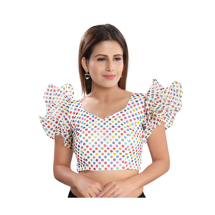 SALWAR STUDIO Multi Polka Printed Stitched Blouse