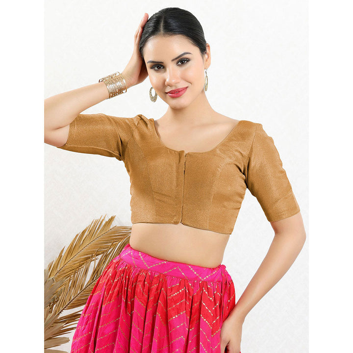 SALWAR STUDIO Brown Solid-Plain Stitched Blouse